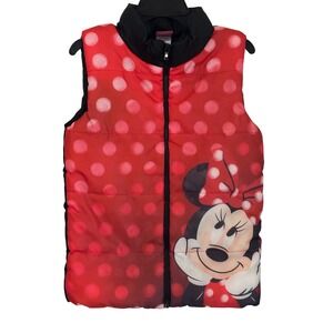 Disney Minnie Mouse‎ Puffer Vest Red Polka Dot Sleeveless Jacket Size 5
